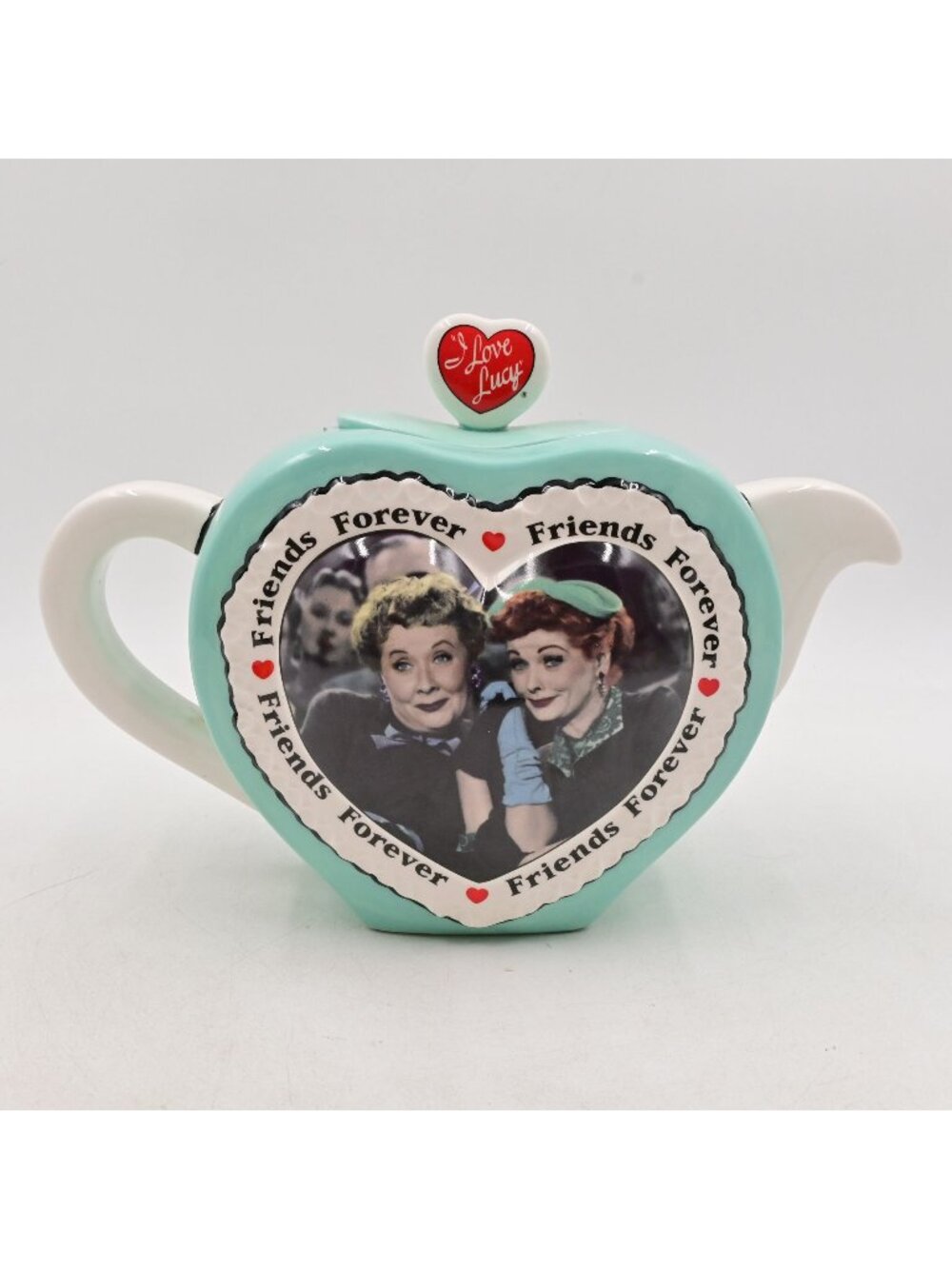Vandor I Love Lucy Friends Forever Teapot Ceramic Heart Shape Lucy Ethel Vintage